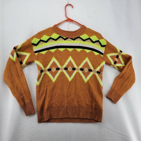 ULTRA FLIRT Sweater Women’s Long Sleeve Geometric Pattern Brown Small - Picture 2 of 10